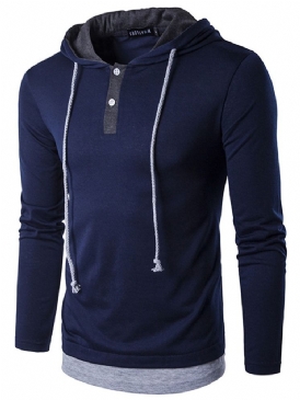 Patchwork Hood Casual T-Shirt För Män