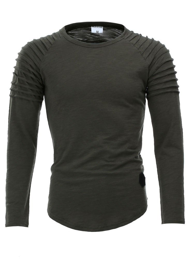 Plisserad Tröja Med Rund Hals Smal T-Shirt