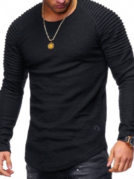 Plisserad Tröja Med Rund Hals Smal T-Shirt
