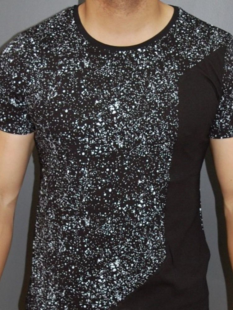 Polka Dots Rund Neck Print Lös Kortärmad T-Shirt För Män