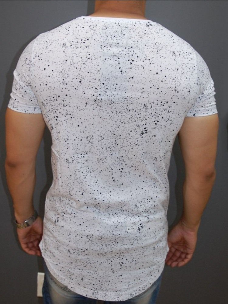 Polka Dots Rund Neck Print Lös Kortärmad T-Shirt För Män