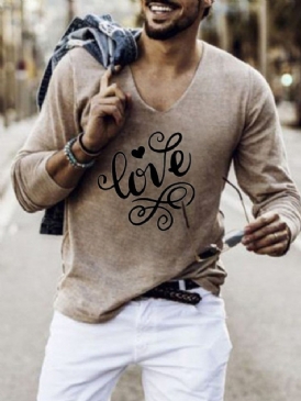 Print Casual Letter Pullover Långärmad T-Shirt
