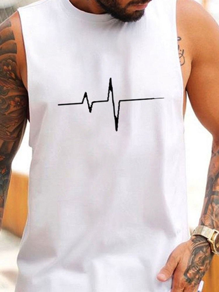 Print Casual Lös Ärmlös T-Shirt För Män