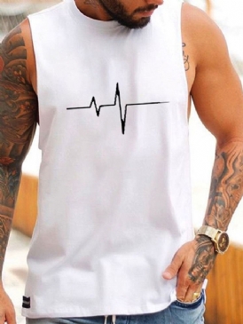 Print Casual Lös Ärmlös T-Shirt För Män