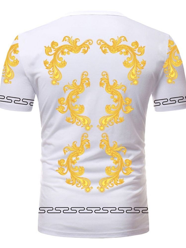Print Casual T-Shirt Med Rund Hals För Män