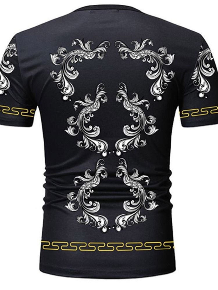 Print Casual T-Shirt Med Rund Hals För Män