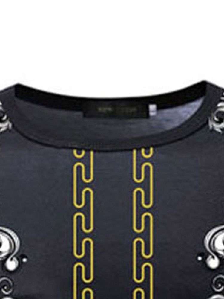 Print Casual T-Shirt Med Rund Hals För Män