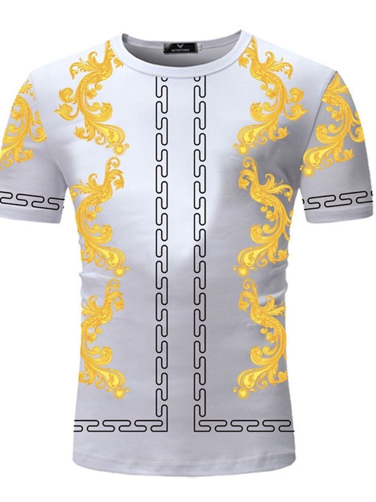 Print Casual T-Shirt Med Rund Hals För Män