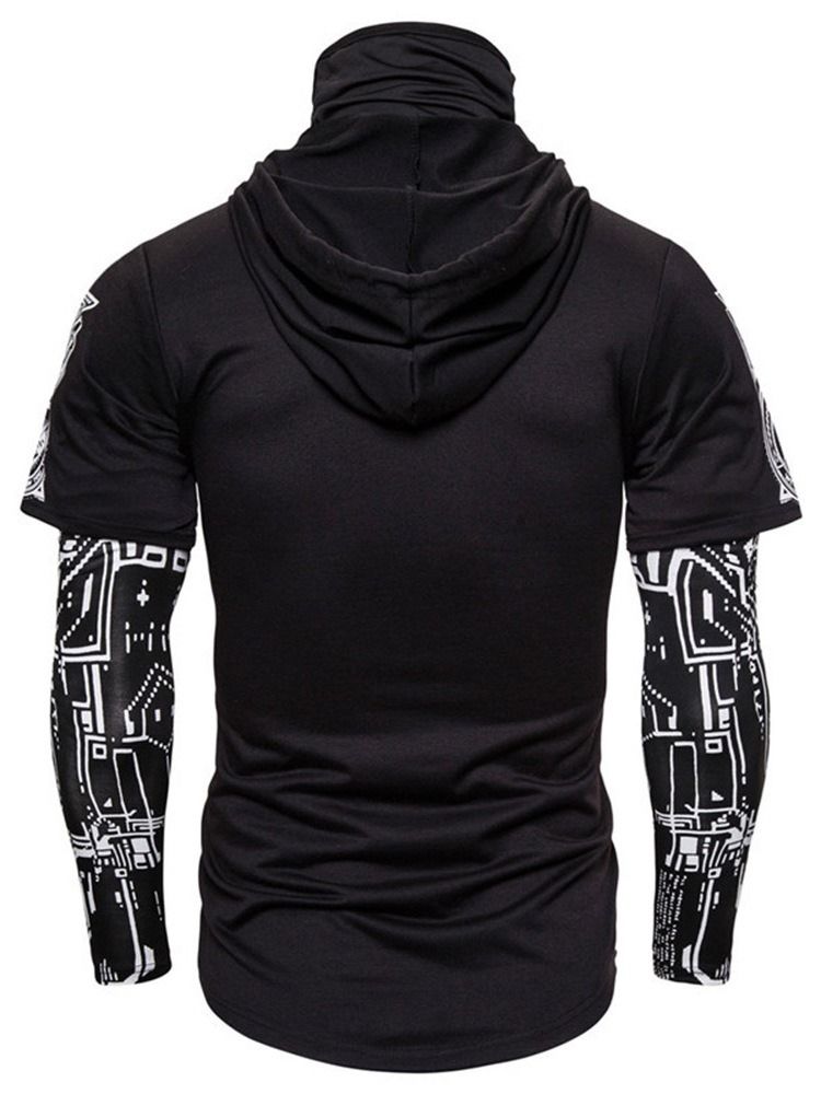 Print European Hood Pullover Långärmad T-Shirt