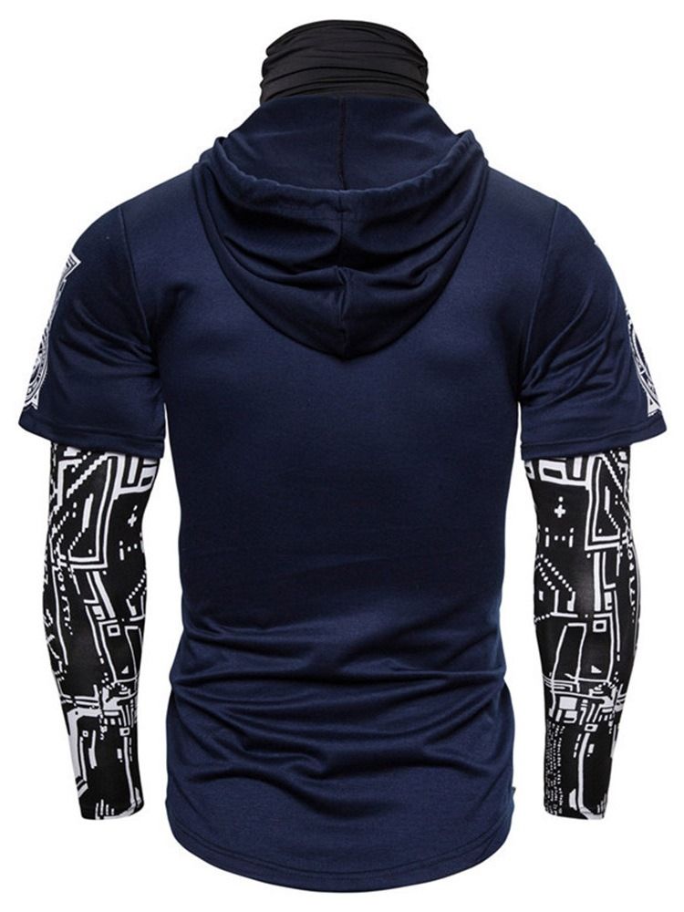 Print European Hood Pullover Långärmad T-Shirt