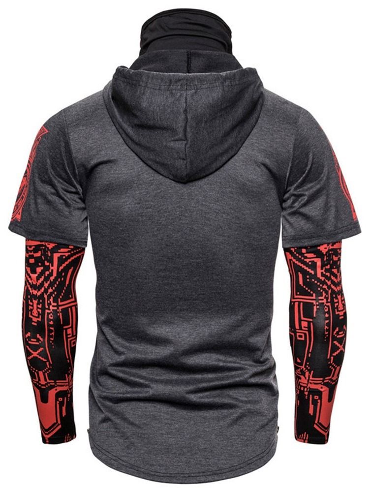 Print European Hood Pullover Långärmad T-Shirt