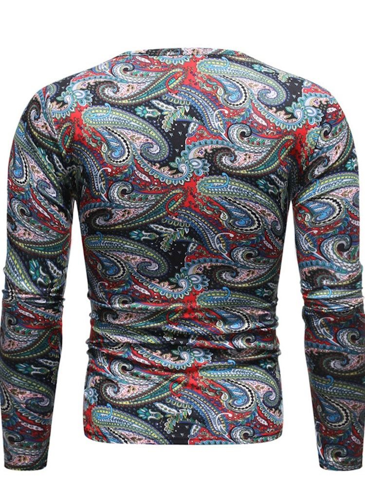 Print Fashion Color Block Långärmad T-Shirt Med Tröja