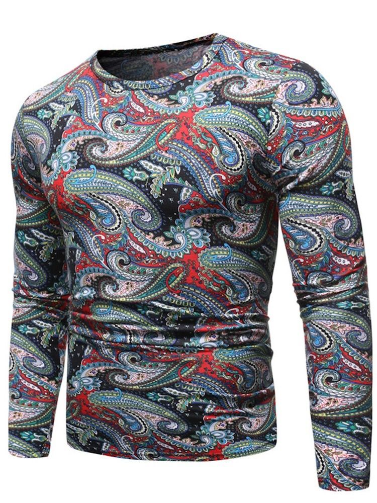 Print Fashion Color Block Långärmad T-Shirt Med Tröja