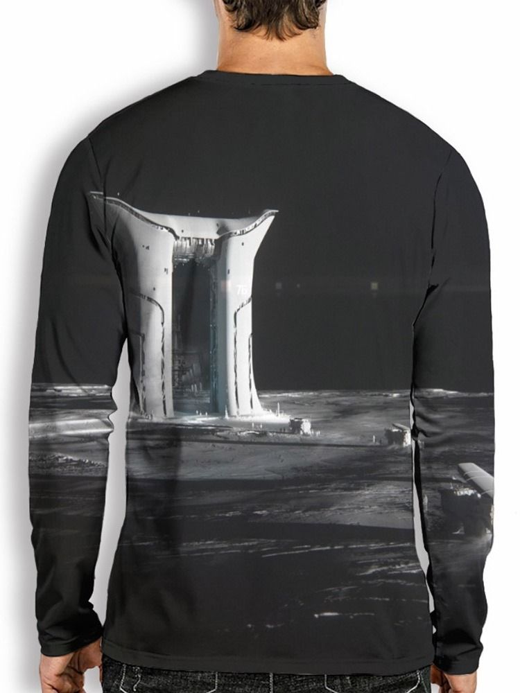 Print Mode Rundhalsad Casual Pullover Slim T-Shirt