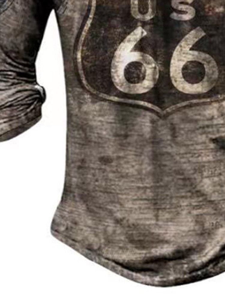 Print Rund Hals Färg Block Pullover Långärmad T-Shirt