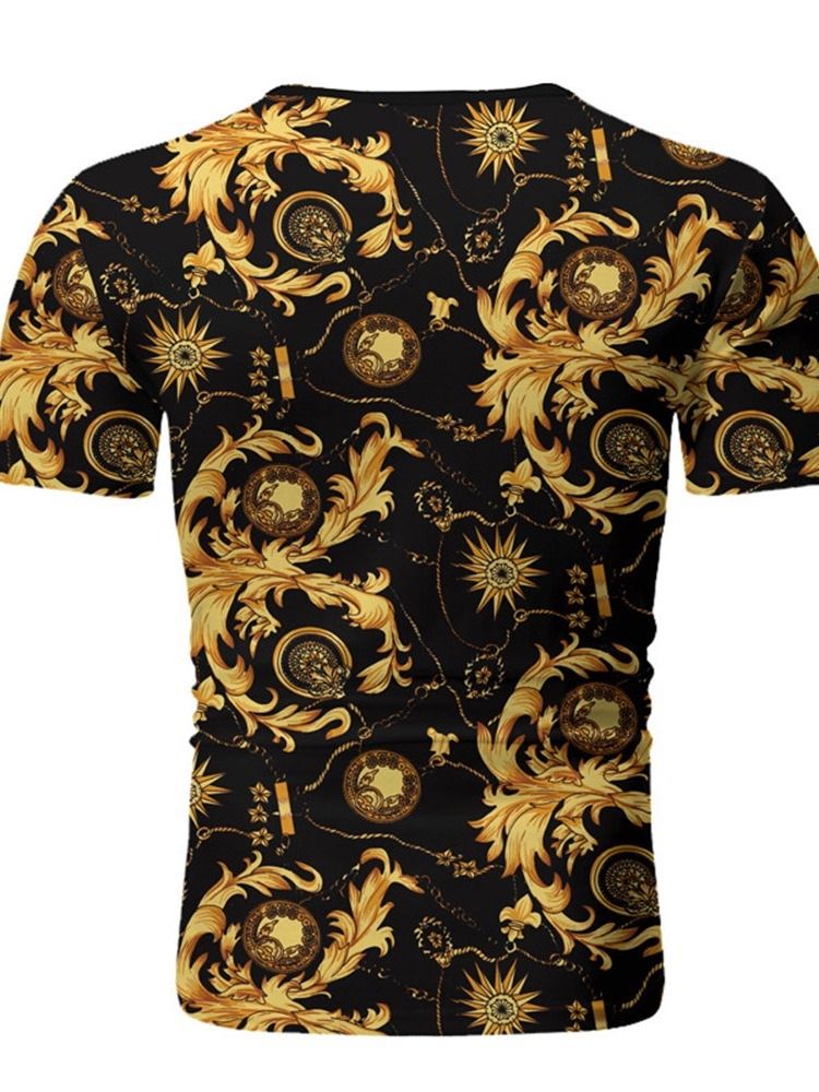 Print Rundhalsad Casual Kortärmad Slim T-Shirt För Män