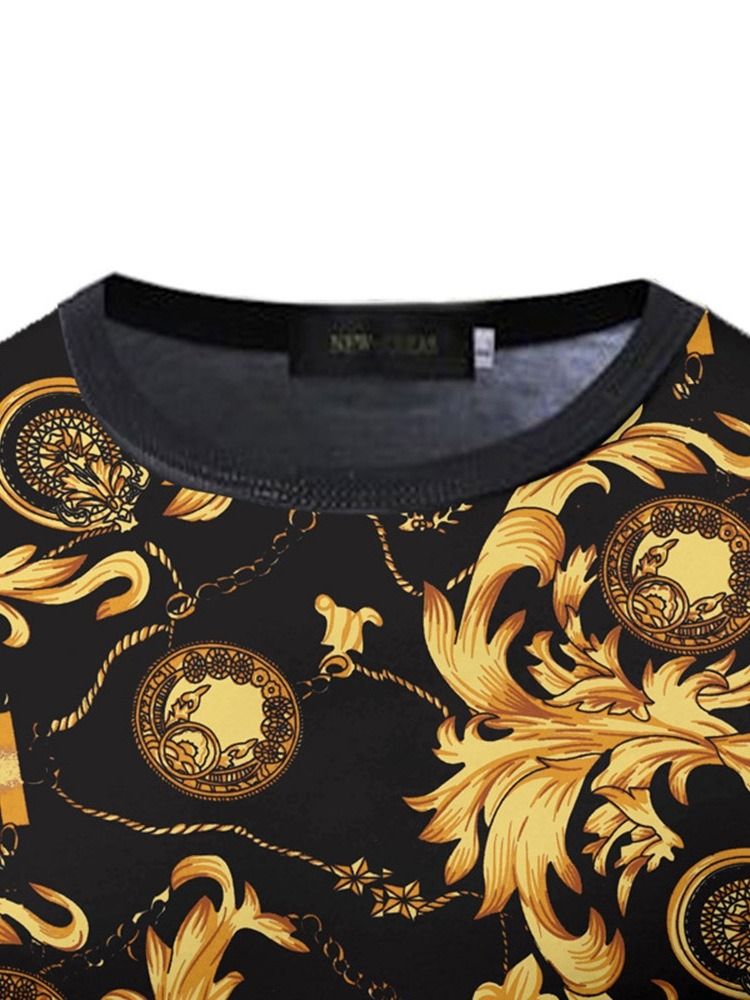 Print Rundhalsad Casual Kortärmad Slim T-Shirt För Män