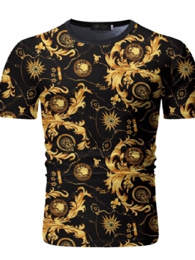 Print Rundhalsad Casual Kortärmad Slim T-Shirt För Män