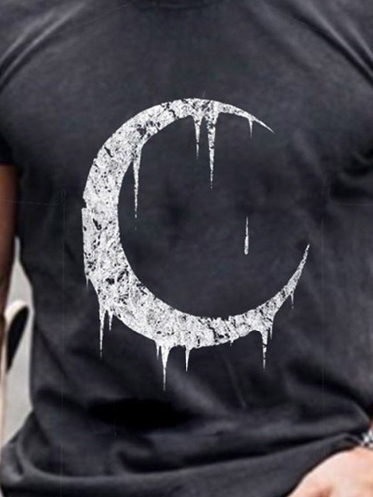 Print Rundhalsad Casual Pullover Slim T-Shirt För Män