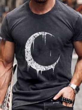 Print Rundhalsad Casual Pullover Slim T-Shirt För Män
