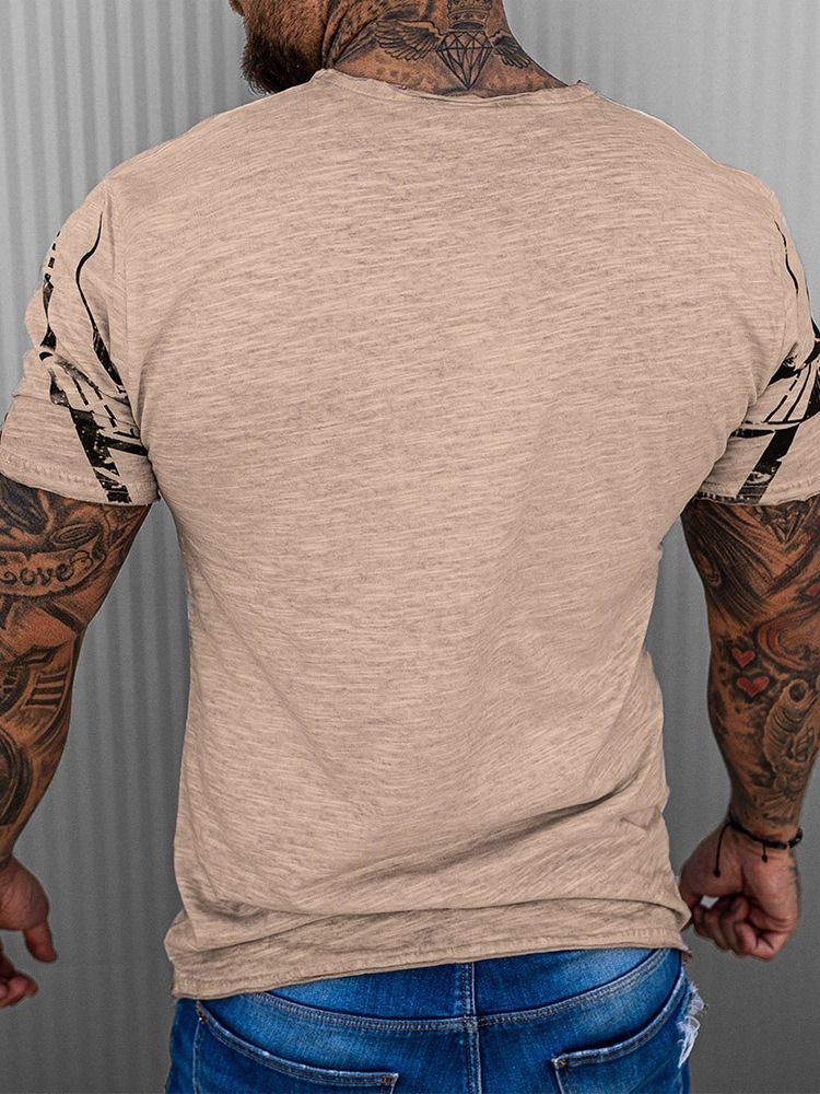 Print Rundhalsad Casual Pullover T-Shirt För Män