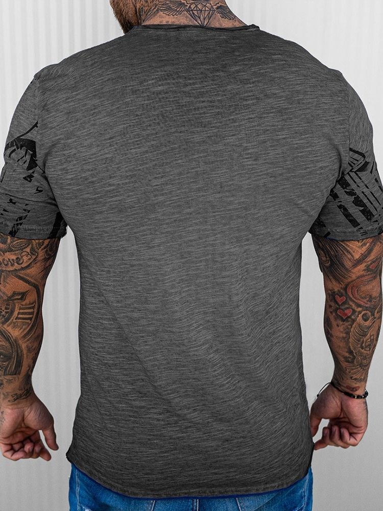Print Rundhalsad Casual Pullover T-Shirt För Män