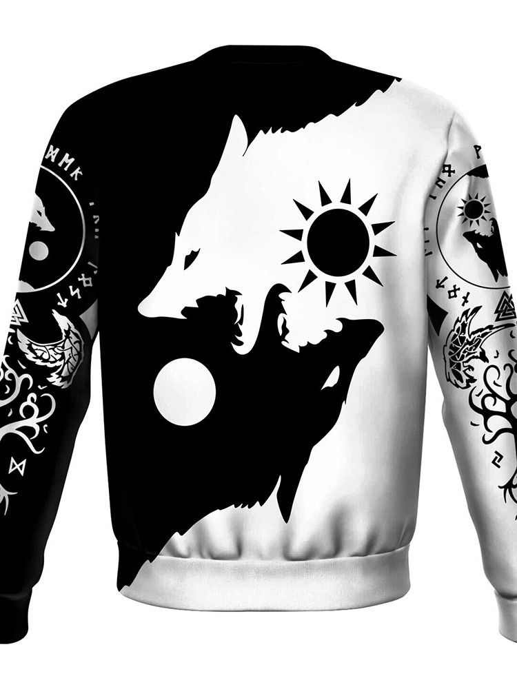 Print Rundhalsad Casual Rak Pullover T-Shirt För Män