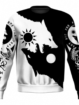 Print Rundhalsad Casual Rak Pullover T-Shirt För Män