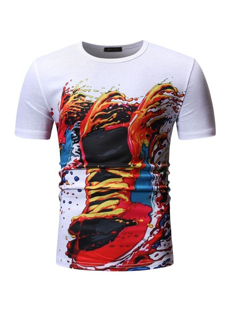 Print Rundhalsad Casual Wrapped Loose T-Shirt För Män