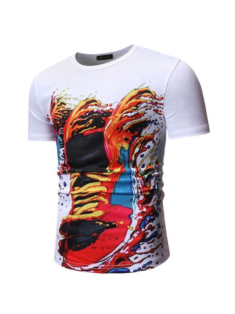Print Rundhalsad Casual Wrapped Loose T-Shirt För Män