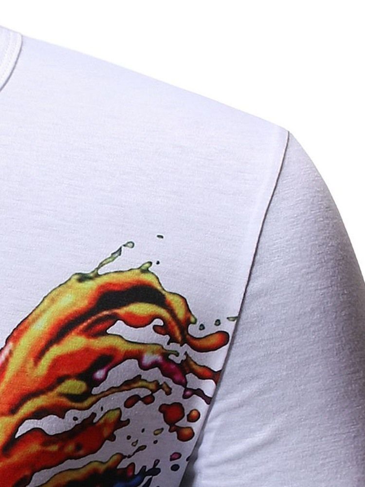 Print Rundhalsad Casual Wrapped Loose T-Shirt För Män