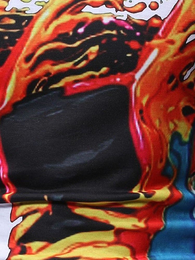 Print Rundhalsad Casual Wrapped Loose T-Shirt För Män