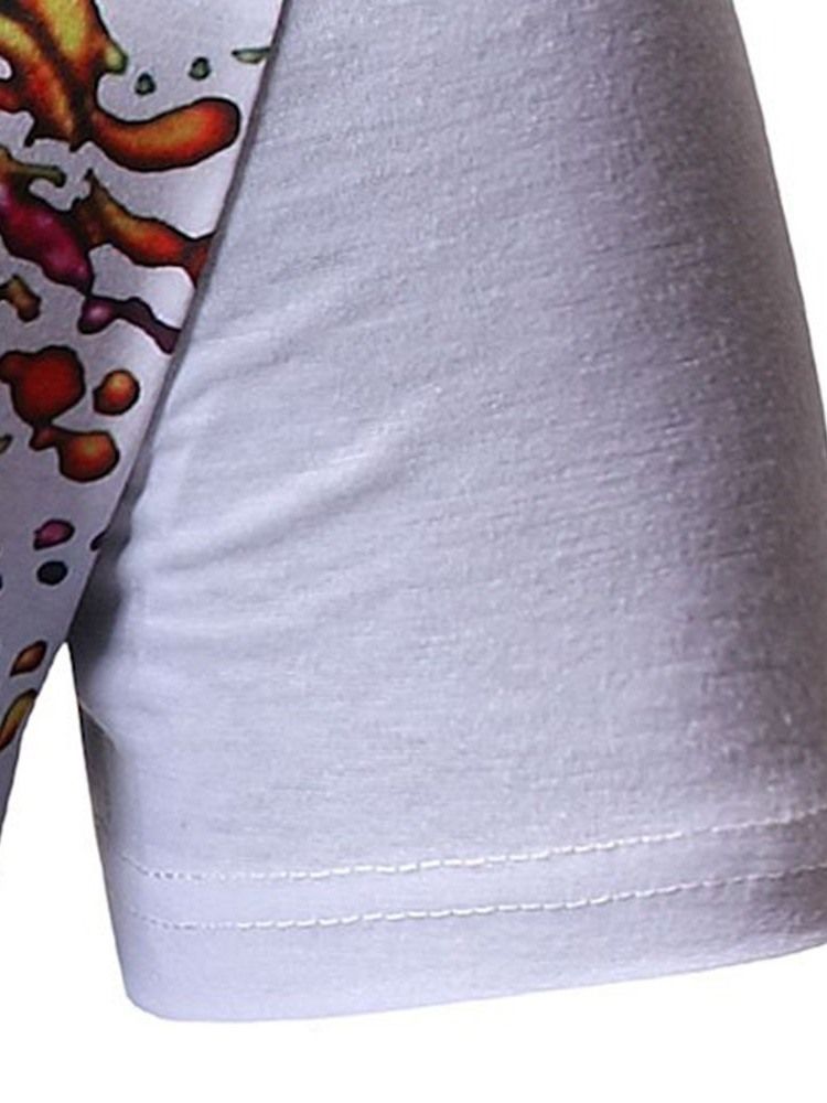 Print Rundhalsad Casual Wrapped Loose T-Shirt För Män