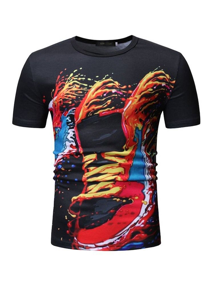 Print Rundhalsad Casual Wrapped Loose T-Shirt För Män