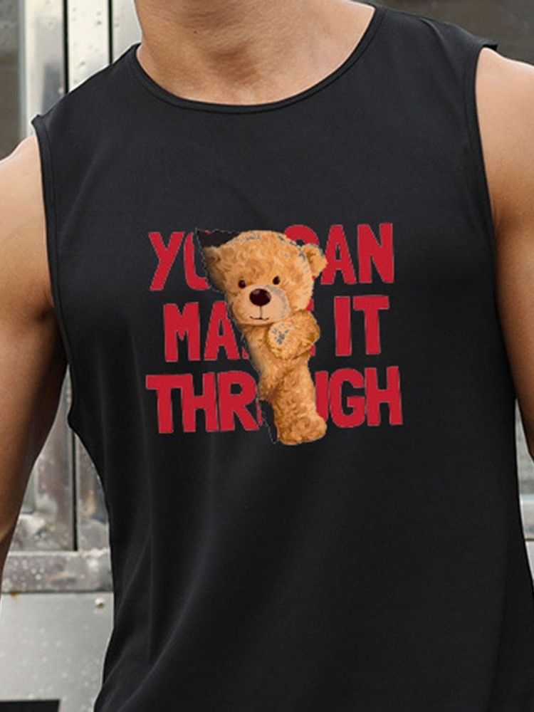 Print Rundhalsad Slim Casual Vest För Män