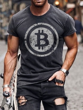 Print Rundhalsad T-Shirt För Män Avslappnad Tröja