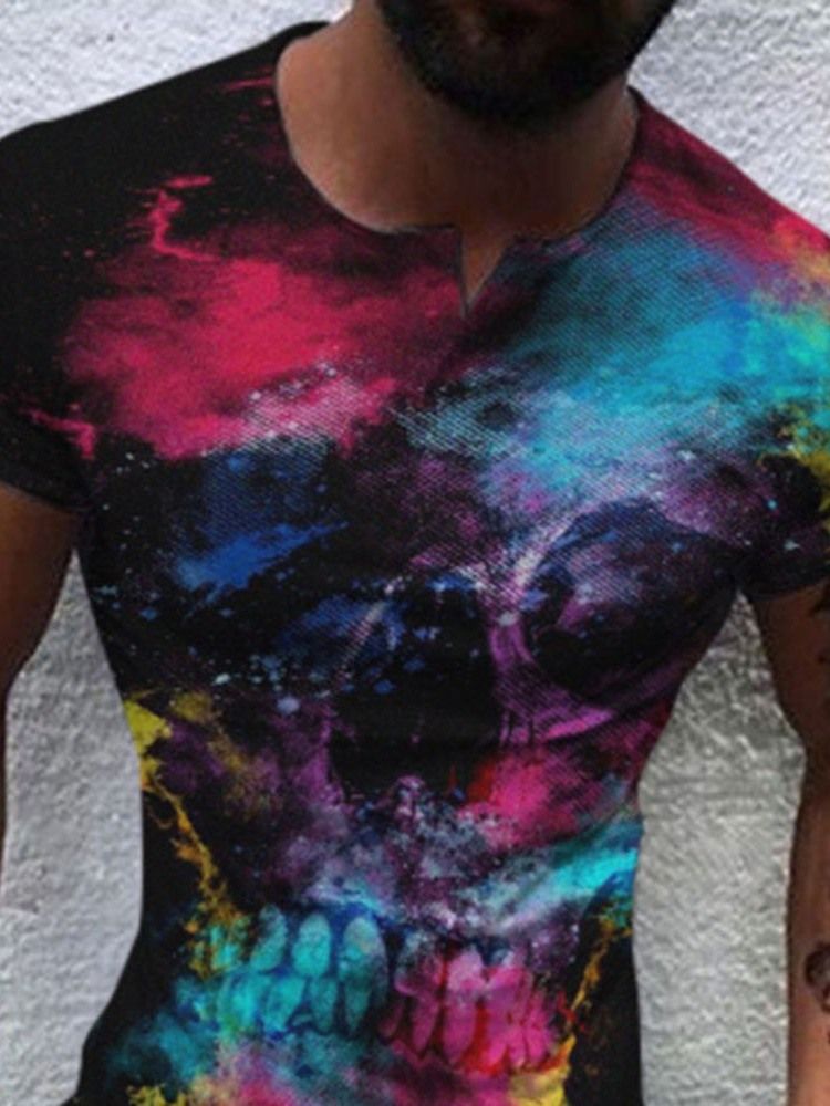 Print Rundhalsad Tröja För Män Med Kort Ärm Standard Slim T-Shirt