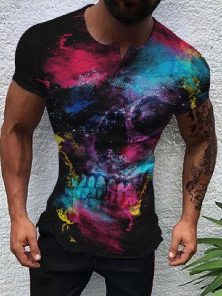 Print Rundhalsad Tröja För Män Med Kort Ärm Standard Slim T-Shirt