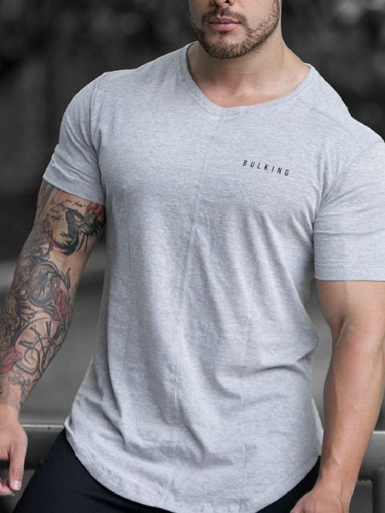 Print Sport Rundhalsad Lös Pullover T-Shirt För Män