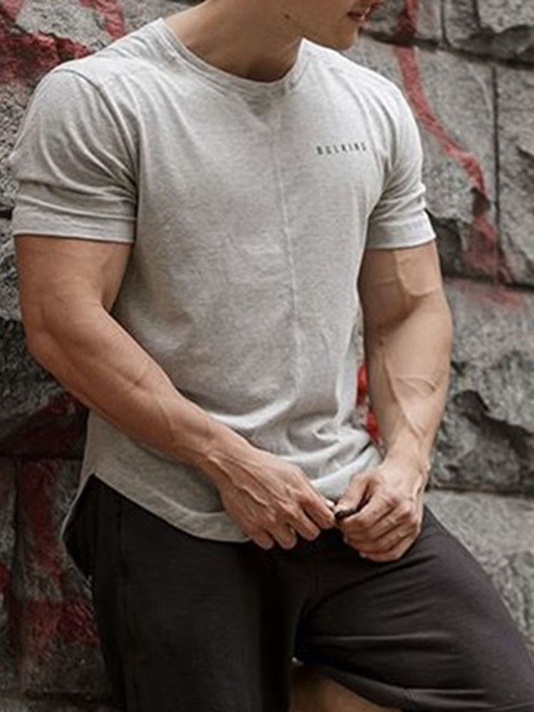 Print Sport Rundhalsad Lös Pullover T-Shirt För Män