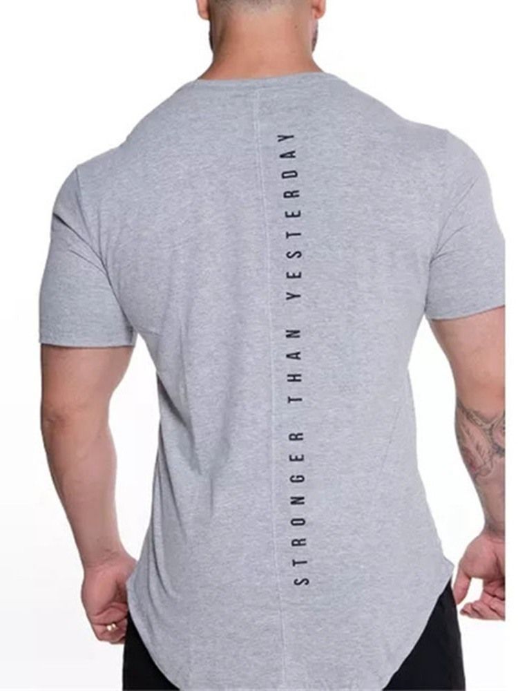 Print Sport Rundhalsad Lös Pullover T-Shirt För Män