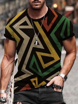 Randtryck Casual Kortärmad Lös T-Shirt För Män