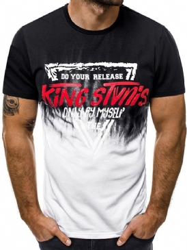 Rund Hals Casual Letter Slim Pullover T-Shirt För Män