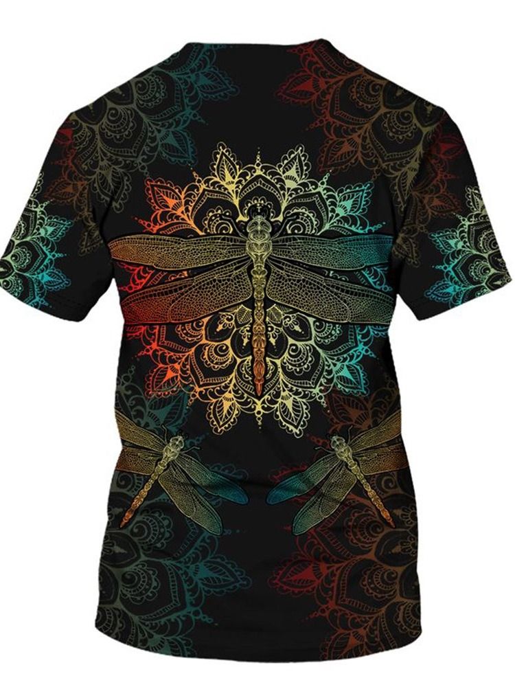 Rund Hals Europeiskt Tryck Kortärmad Lös T-Shirt För Män