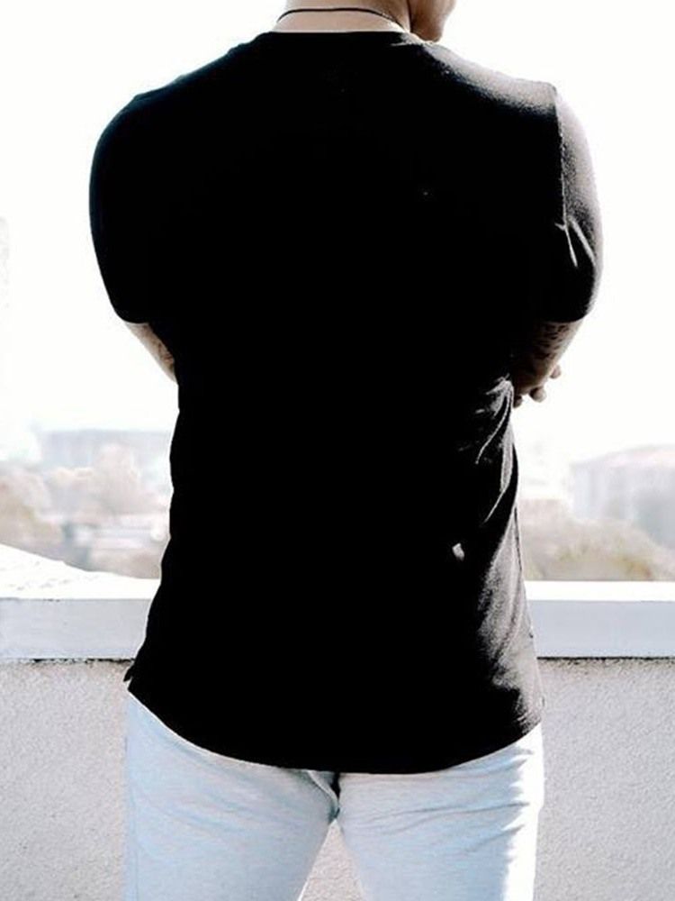 Rund Hals Färgblock Casual Mäns Lös T-Shirt