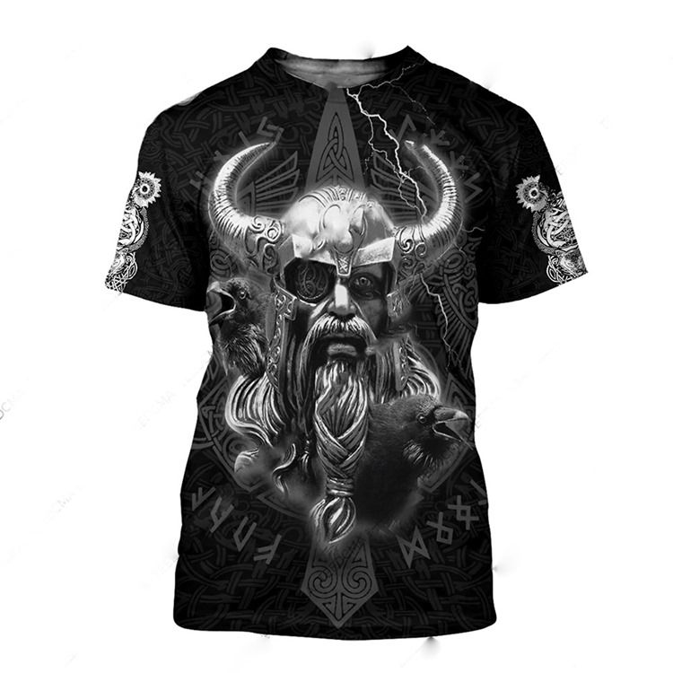 Rundhalsad Casual Animal Rak Kortärmad T-Shirt För Män