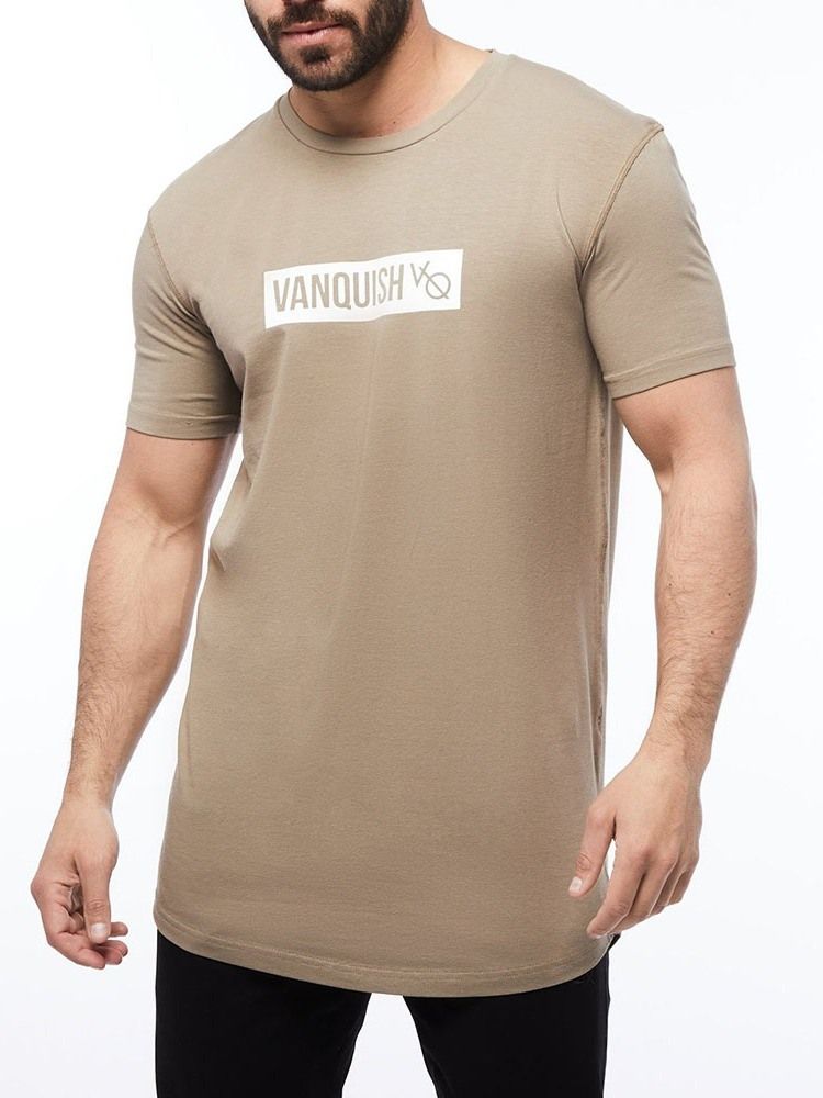 Rundhalsad Casual Letter Pullover Kortärmad T-Shirt För Män