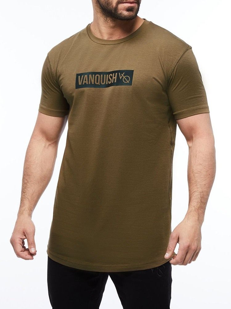 Rundhalsad Casual Letter Pullover Kortärmad T-Shirt För Män