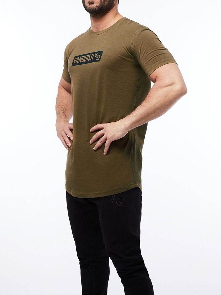 Rundhalsad Casual Letter Pullover Kortärmad T-Shirt För Män