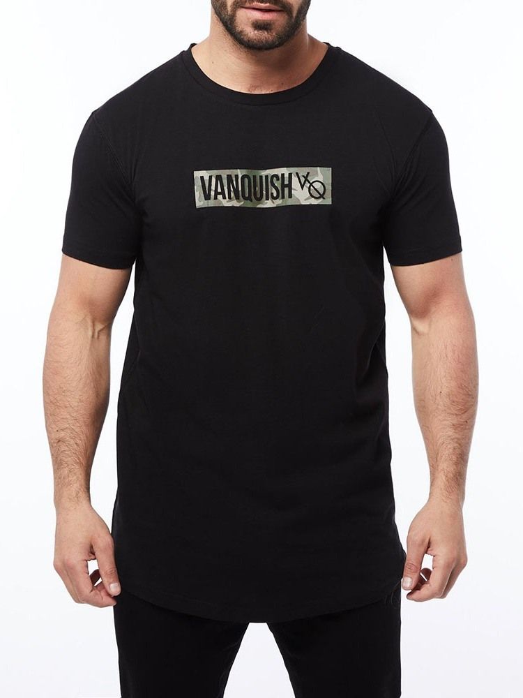 Rundhalsad Casual Letter Pullover Kortärmad T-Shirt För Män